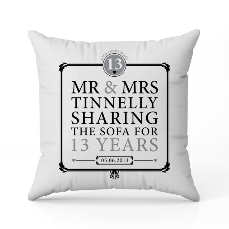 Personalised 13th Anniversary Sharing The Sofa Cushion product image
