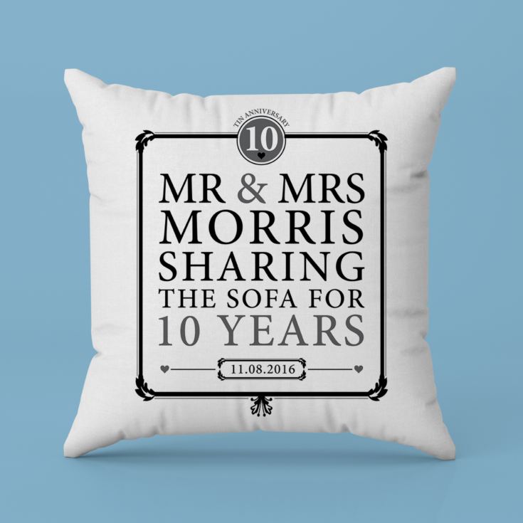 Personalised 10th Anniversary Sharing The Sofa Cushion product image