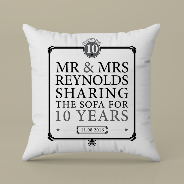 Personalised 10th Anniversary Sharing The Sofa Cushion product image