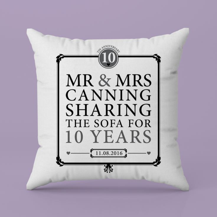 Personalised 10th Anniversary Sharing The Sofa Cushion product image