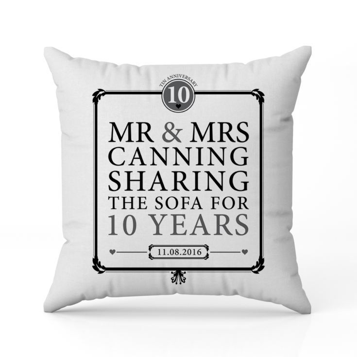 Personalised 10th Anniversary Sharing The Sofa Cushion product image