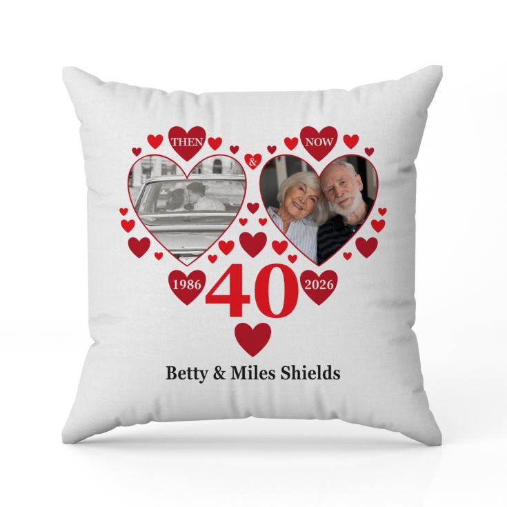Personalised Then and Now Ruby Anniversary Photo Cushion product image