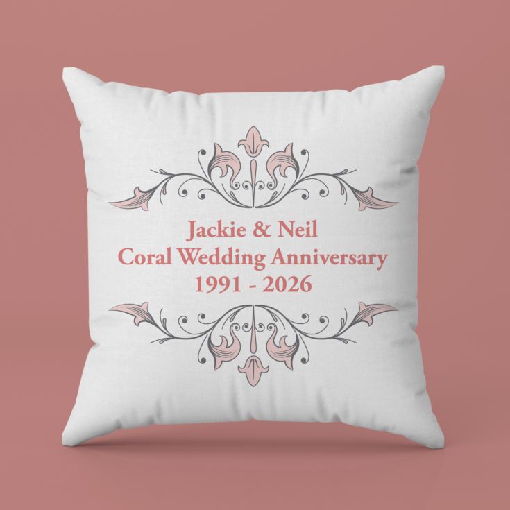 Personalised Coral Anniversary Cushion product image
