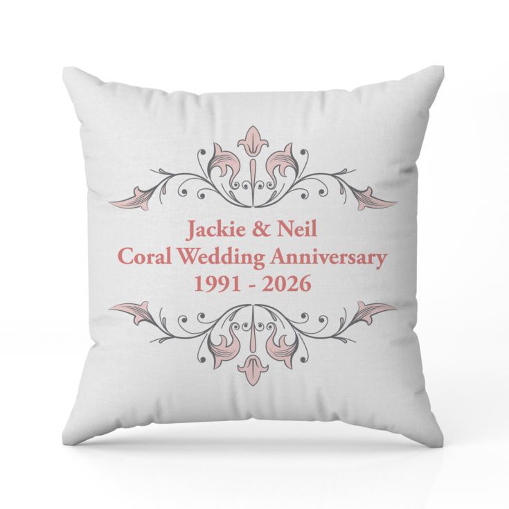 Personalised Coral Anniversary Cushion product image