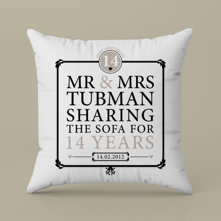 Personalised 14th Anniversary Sharing The Sofa Cushion product image