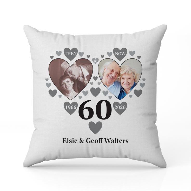 Personalised Then and Now Diamond Anniversary Photo Cushion product image