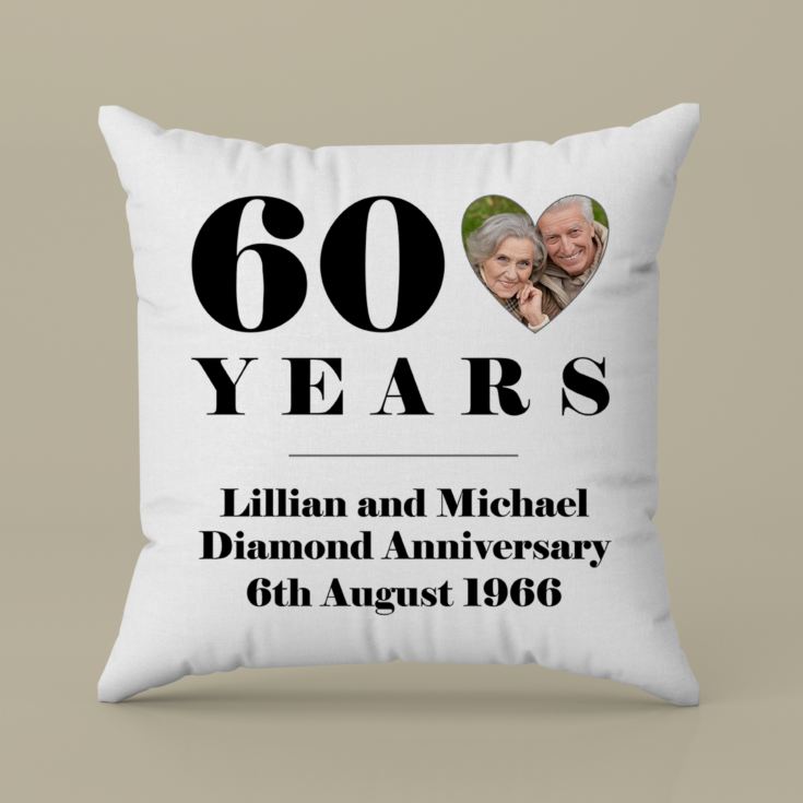 Personalised 60th Wedding Anniversary Photo Cushion product image