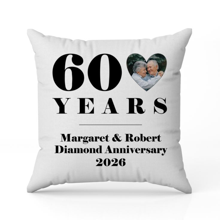 Personalised 60th Wedding Anniversary Photo Cushion product image