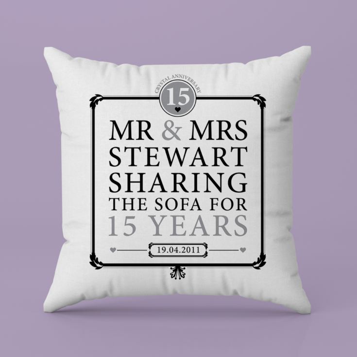 Personalised 15th Anniversary Sharing The Sofa Cushion product image