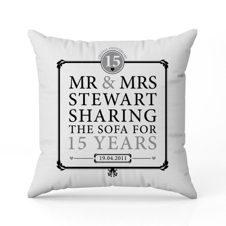 Personalised 15th Anniversary Sharing The Sofa Cushion product image