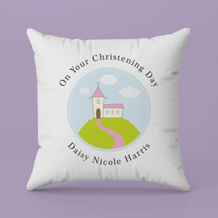 Personalised Girls Christening Cushion product image