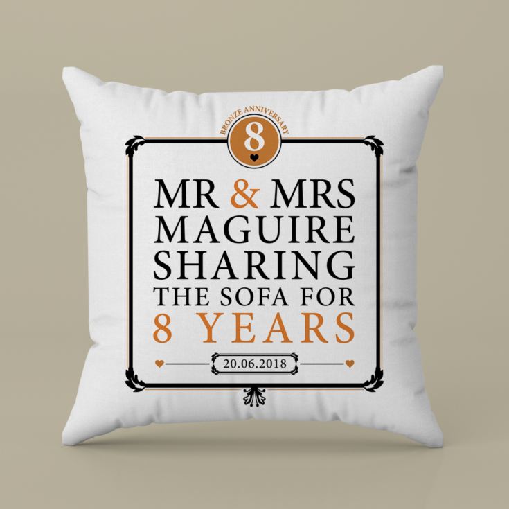 Personalised 8th Anniversary Sharing The Sofa Cushion product image