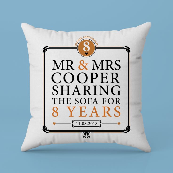 Personalised 8th Anniversary Sharing The Sofa Cushion product image