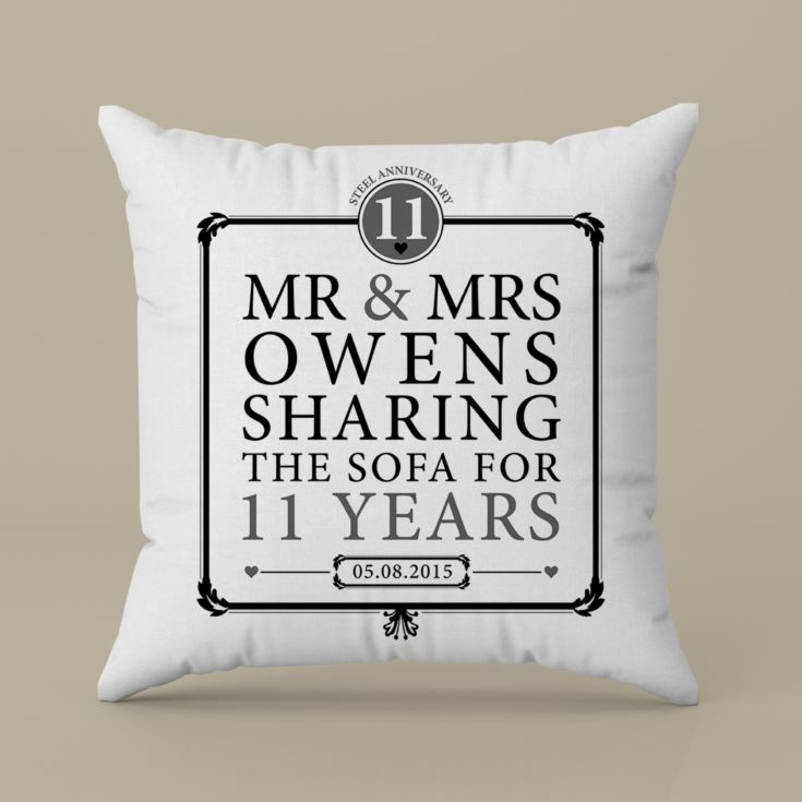 Personalised 11th Anniversary Sharing The Sofa Cushion product image
