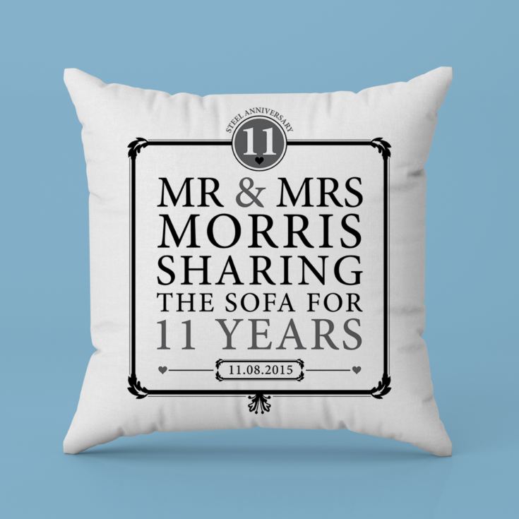 Personalised 11th Anniversary Sharing The Sofa Cushion product image