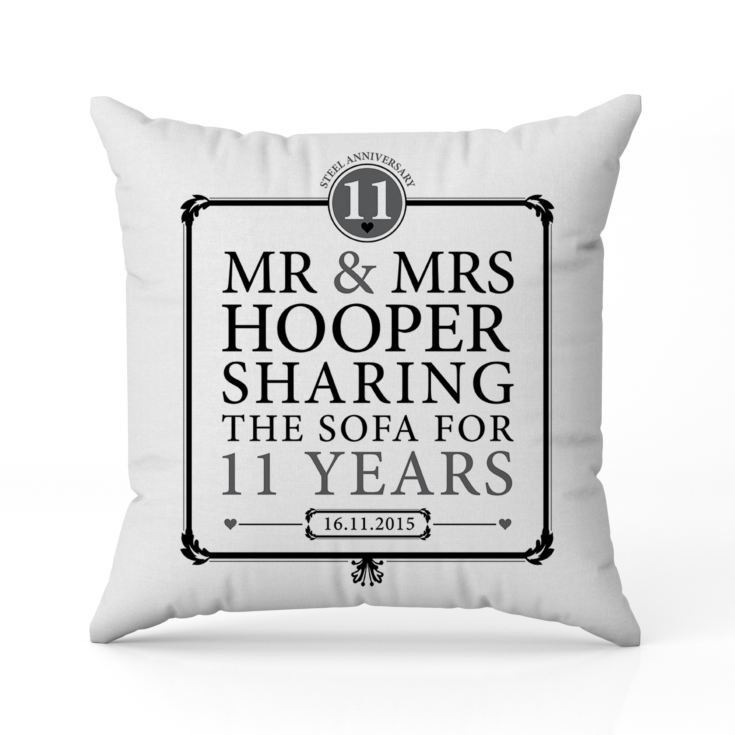 Personalised 11th Anniversary Sharing The Sofa Cushion product image