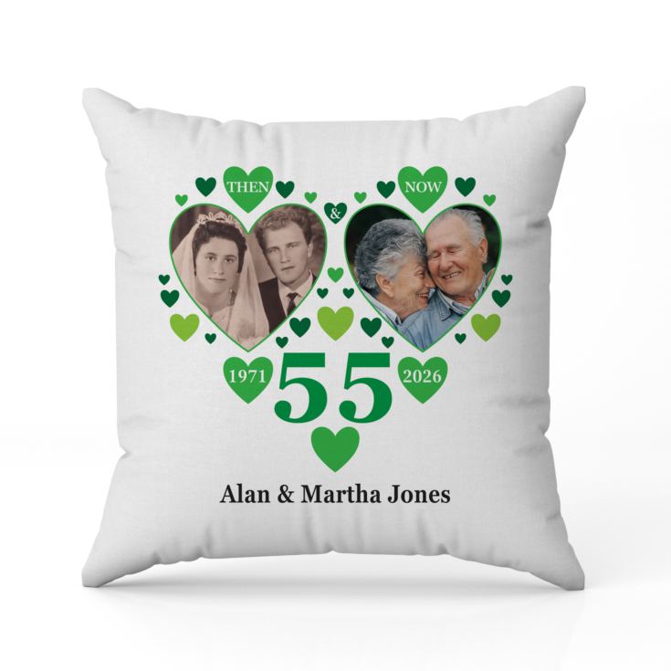 Personalised Then and Now Emerald Anniversary Photo Cushion product image