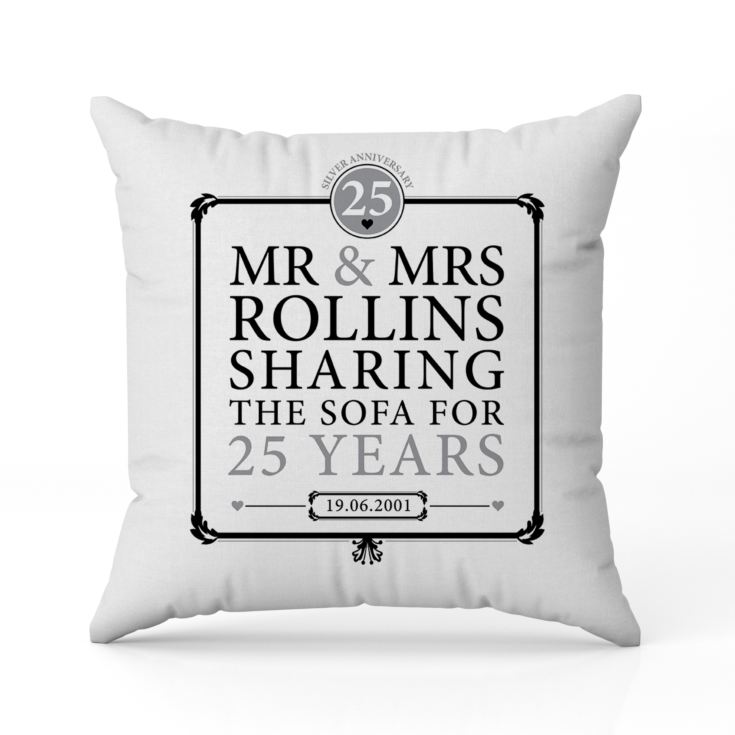 Personalised 25th (Silver) Anniversary Sharing the Sofa Cushion product image