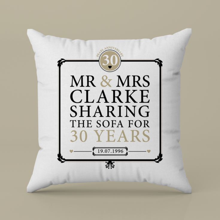 Personalised 30th (Pearl) Anniversary Sharing the Sofa Cushion product image