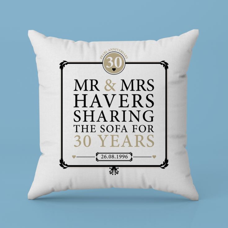 Personalised 30th (Pearl) Anniversary Sharing the Sofa Cushion product image