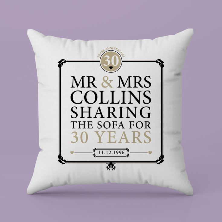 Personalised 30th (Pearl) Anniversary Sharing the Sofa Cushion product image