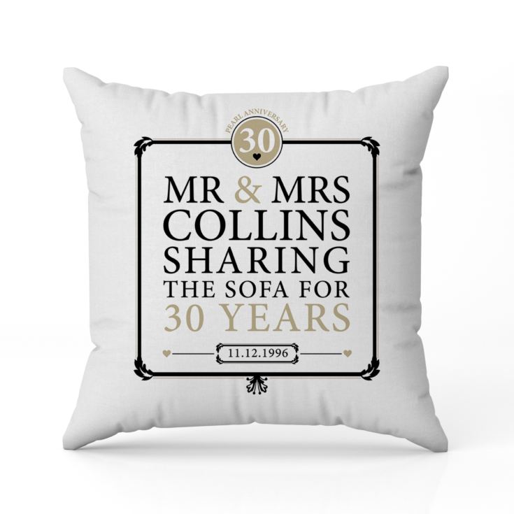 Personalised 30th (Pearl) Anniversary Sharing the Sofa Cushion product image