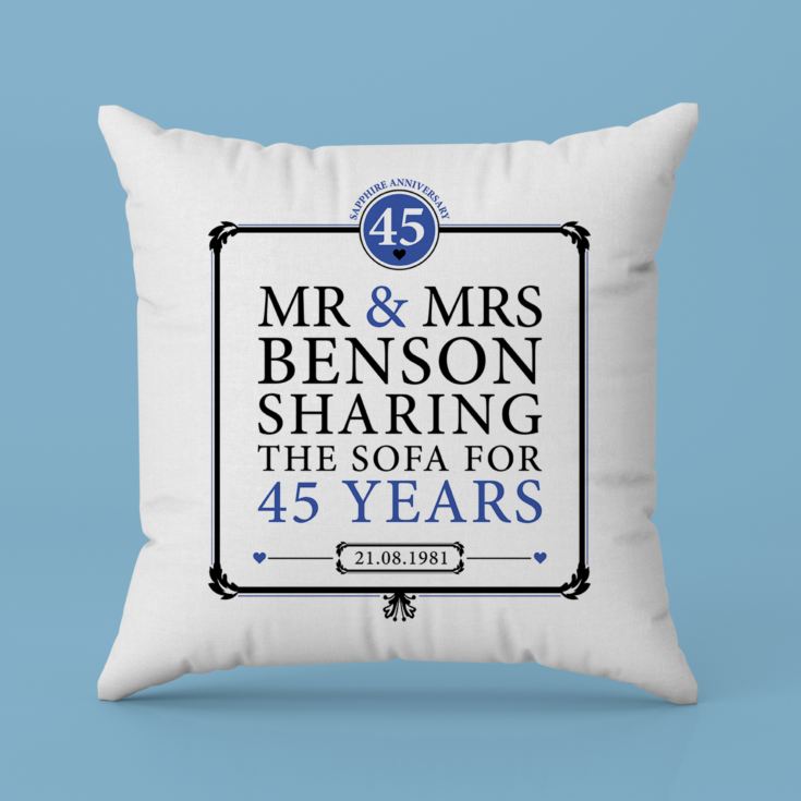 Personalised 45th (Sapphire) Anniversary Sharing the Sofa Cushion product image