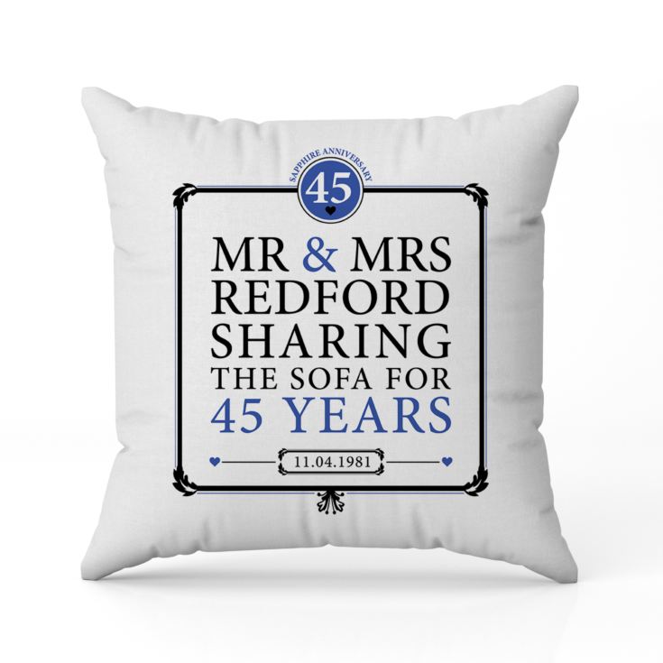 Personalised 45th (Sapphire) Anniversary Sharing the Sofa Cushion product image