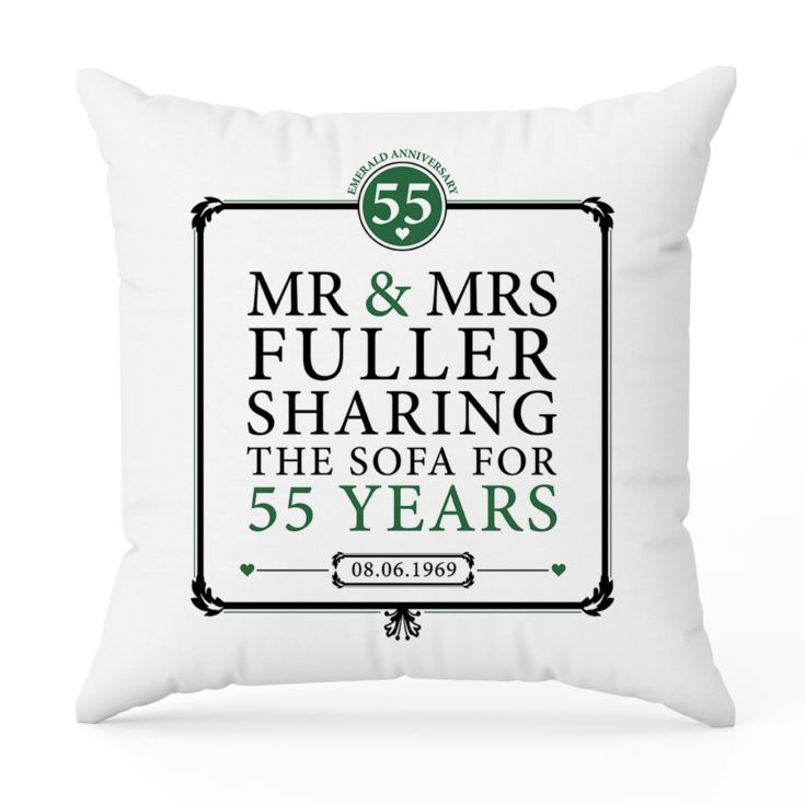 Personalised 55th (Emerald) Anniversary Sharing the Sofa Cushion product image