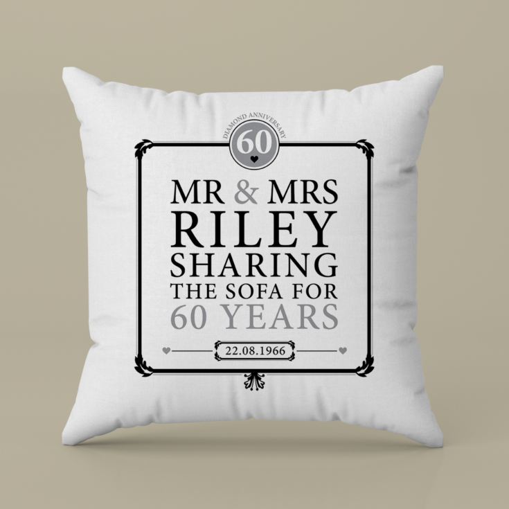 Personalised 60th (Diamond) Anniversary Sharing the Sofa Cushion product image