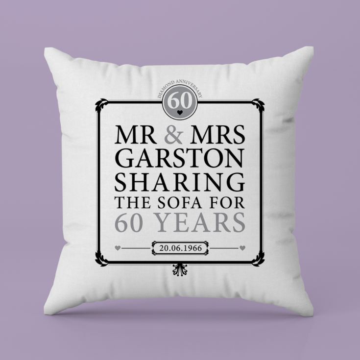 Personalised 60th (Diamond) Anniversary Sharing the Sofa Cushion product image