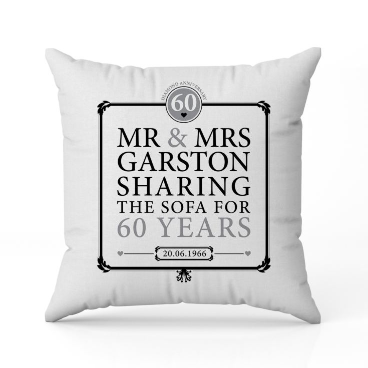 Personalised 60th (Diamond) Anniversary Sharing the Sofa Cushion product image