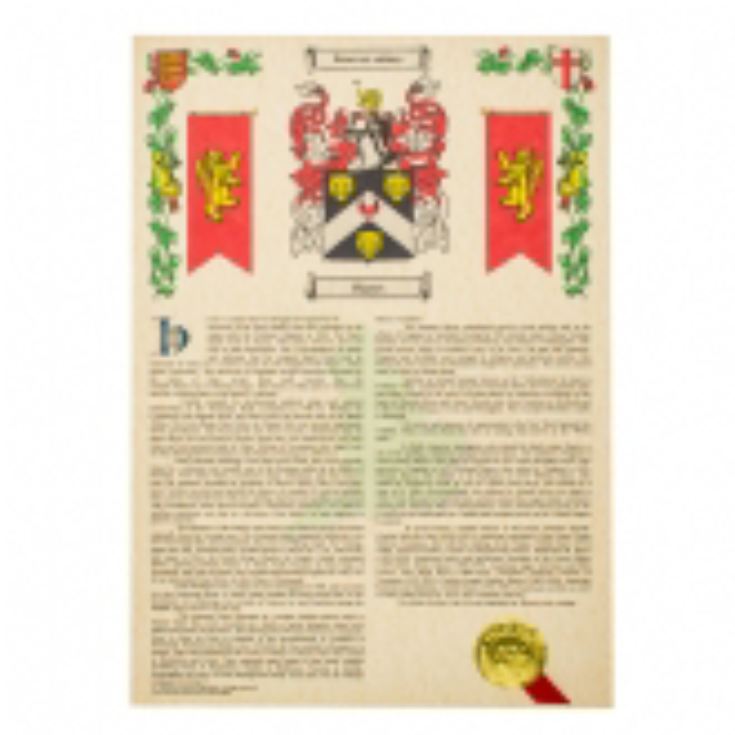 Personalised Coat of Arms and Surname History Print - Unframed product image