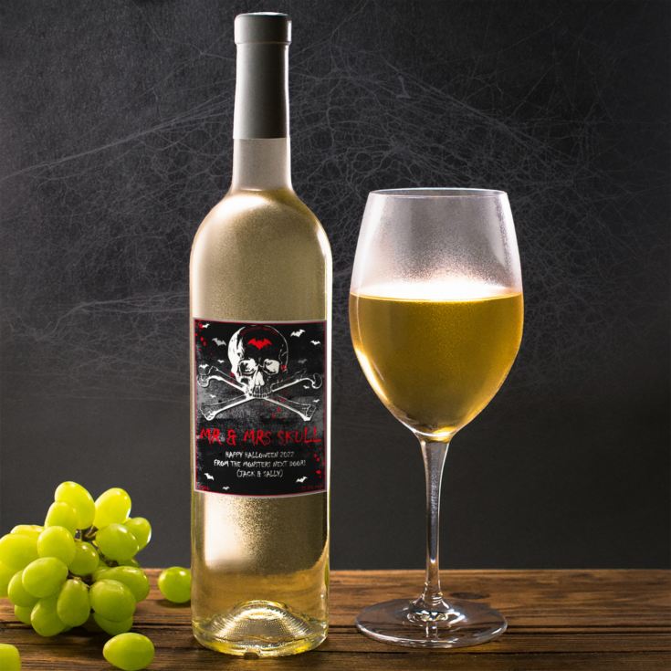 Personalised Halloween Skull White Wine product image