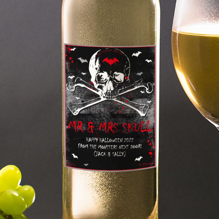 Personalised Halloween Skull White Wine product image