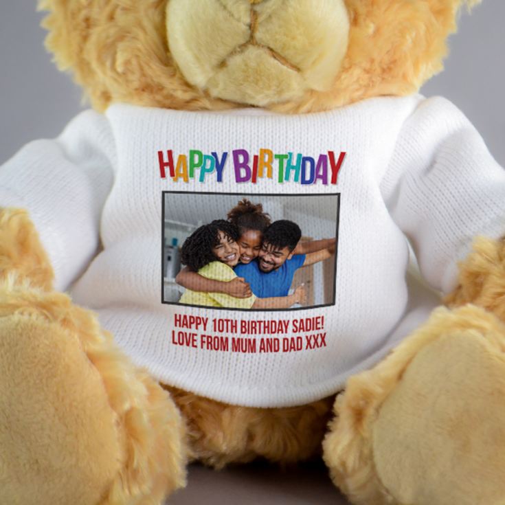 Personalised Happy Birthday Photo Upload Teddy Bear product image