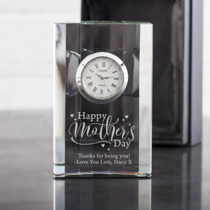 Personalised Happy Mother's Day Crystal Mantel Clock product image