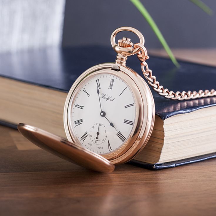 Personalised Woodford Rose Gold Twin Lidded Hunter Pocket Watch product image