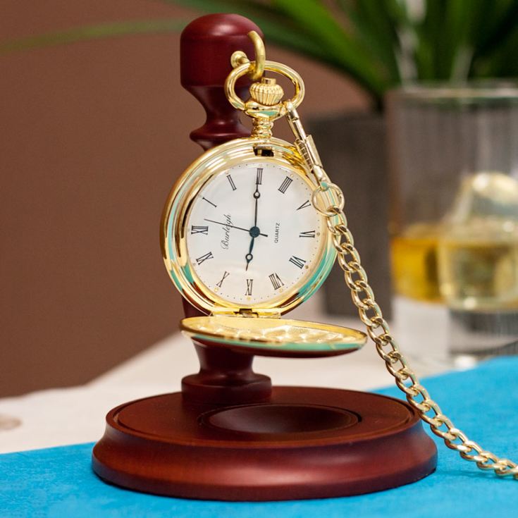 Personalised Gold Plated Pocket Watch With Stand product image