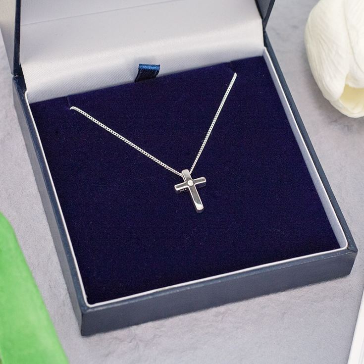 Diamond Cross Pendant in Personalised Gift Box product image