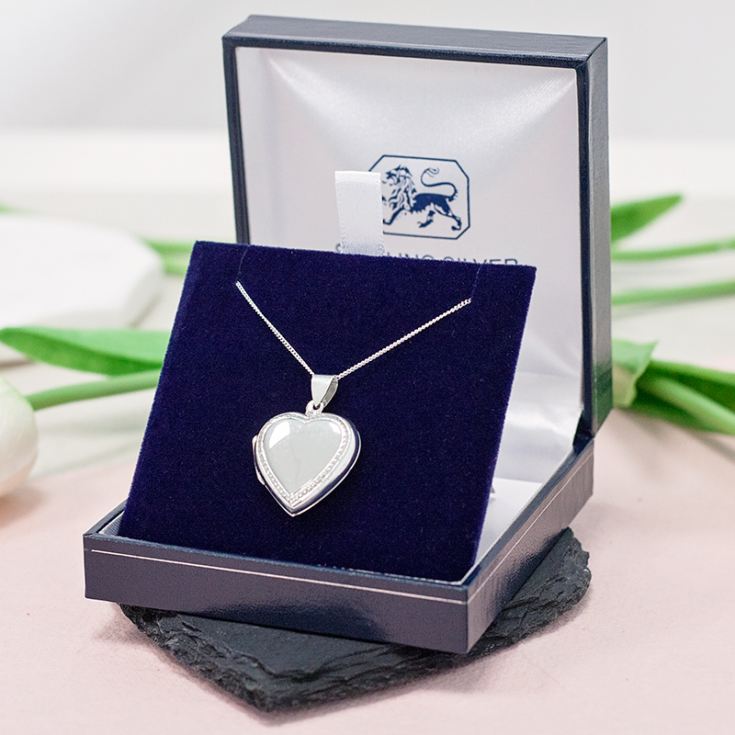 Solid Silver Heart Locket With Personalised Gift Box product image