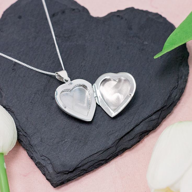 Solid Silver Heart Locket With Personalised Gift Box product image