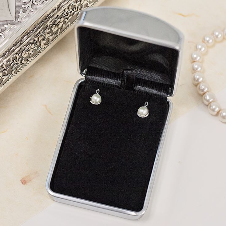 Pearl Earrings in Engraved Gift Box product image