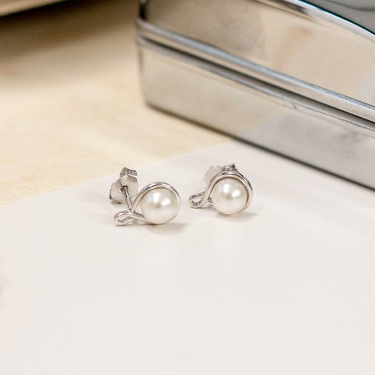 Pearl Earrings in Engraved Gift Box product image