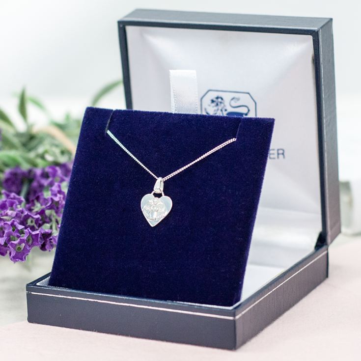 Heart Shaped Guardian Angel Pendant in Personalised Box product image