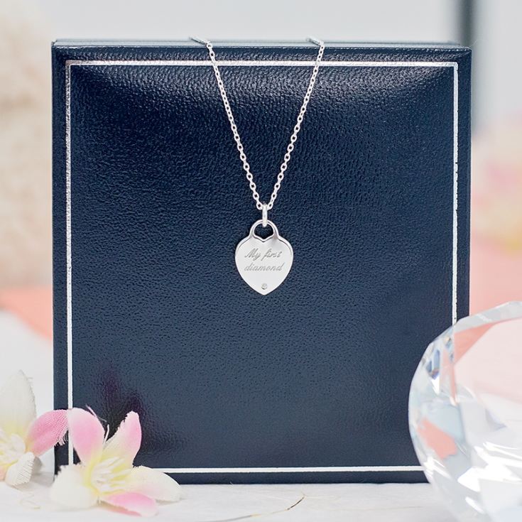 My First Diamond Heart Pendant in Personalised Gift Box product image