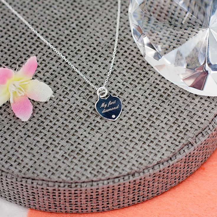 My First Diamond Heart Pendant in Personalised Gift Box product image