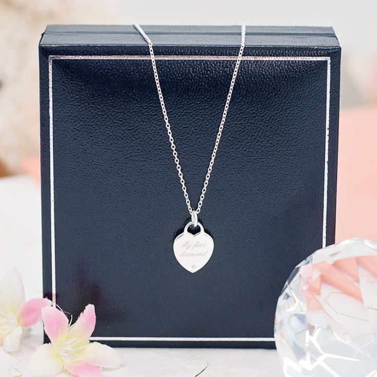 My First Diamond Heart Pendant in Personalised Gift Box product image