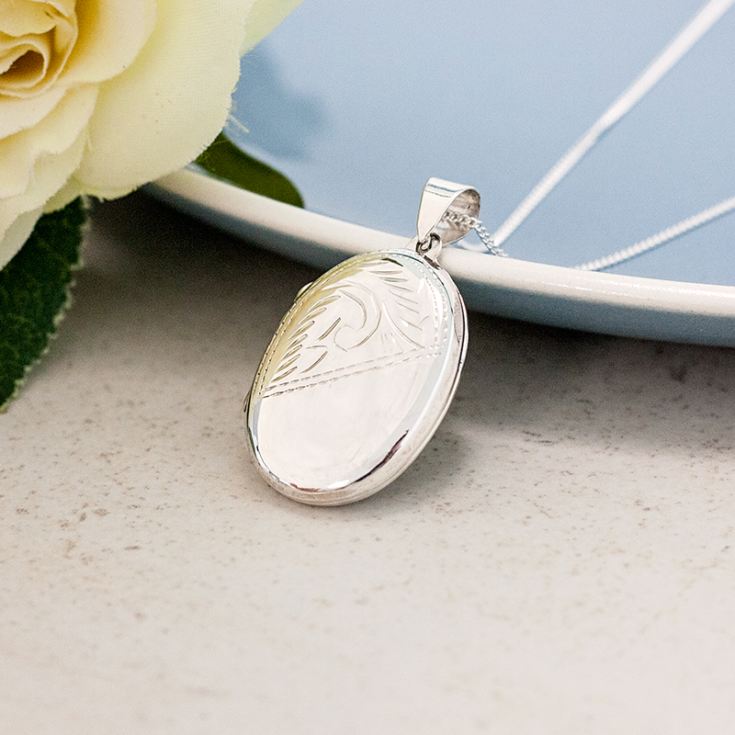 Sterling Silver Oval Double Photo Locket with Personalised Gift Box product image