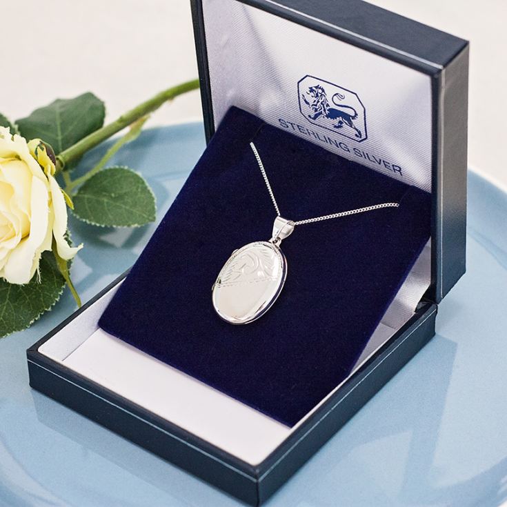 Sterling Silver Oval Double Photo Locket with Personalised Gift Box product image